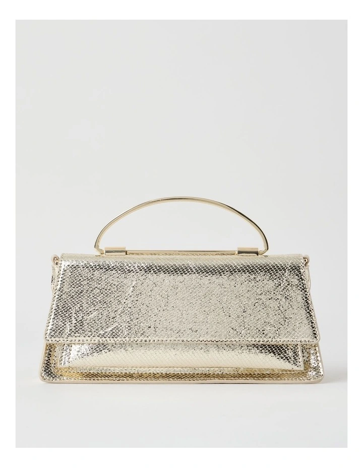 Beckett Snake Clutch Bag in Gold image 1