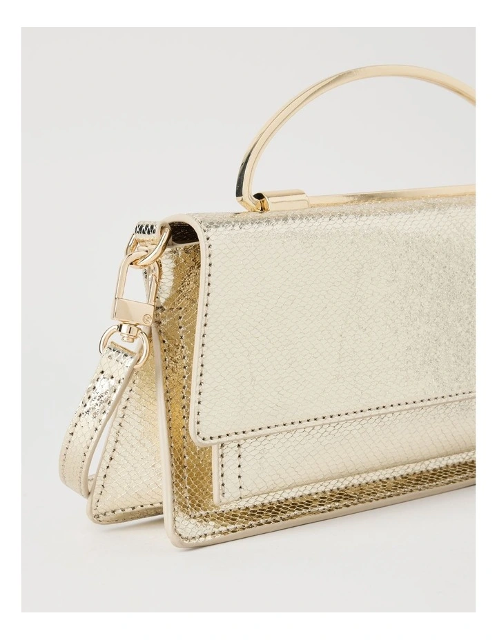 Beckett Snake Clutch Bag in Gold image 3