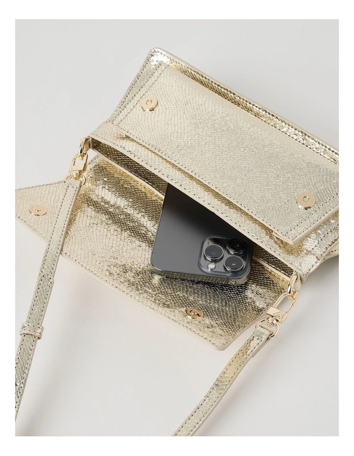 Beckett Snake Clutch Bag in Gold image 6