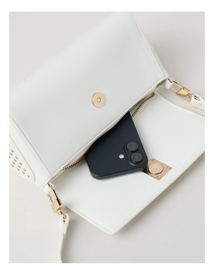 Bellamy Stud Shoulder Bag in White image 5