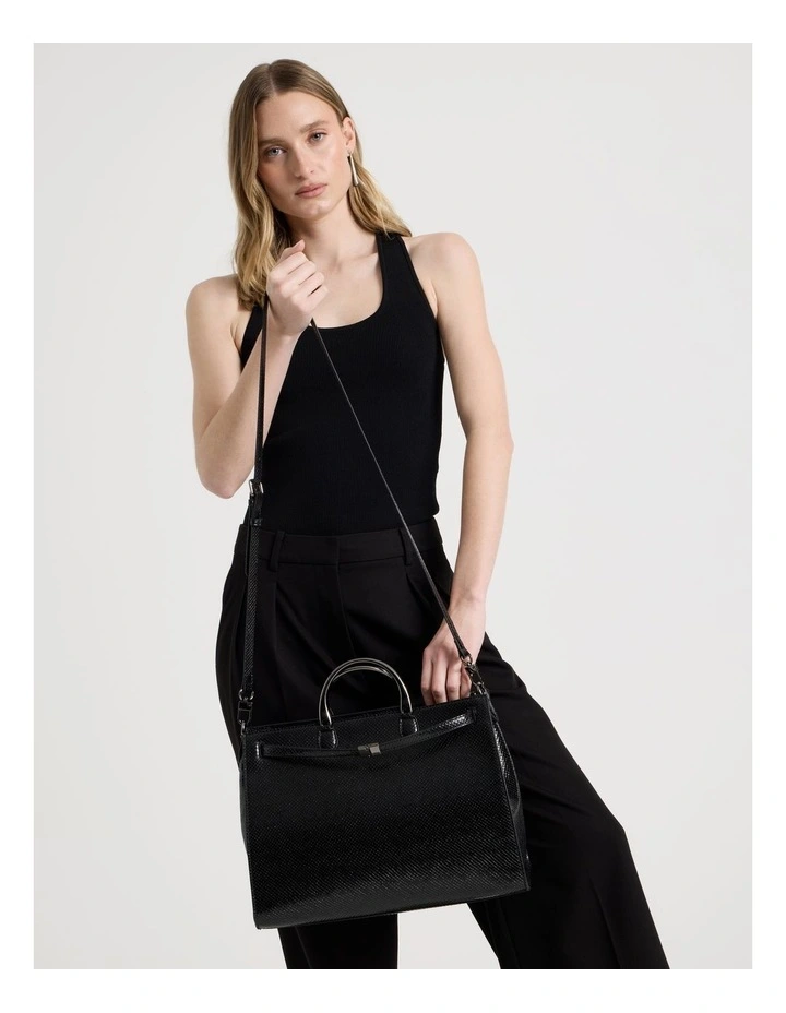 Brandy Snake Tote Bag in Black image 2
