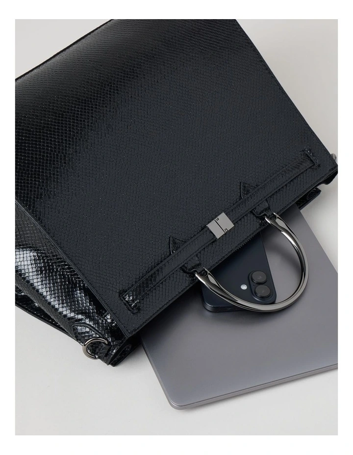 Brandy Snake Tote Bag in Black image 7