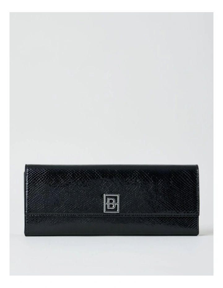 Bowie Snake Clutch Bag in Black image 1