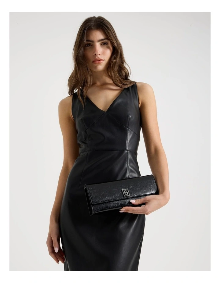Bowie Snake Clutch Bag in Black image 2