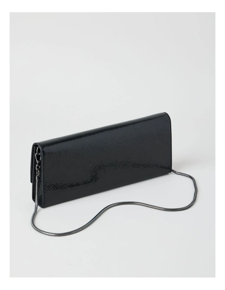 Bowie Snake Clutch Bag in Black image 4