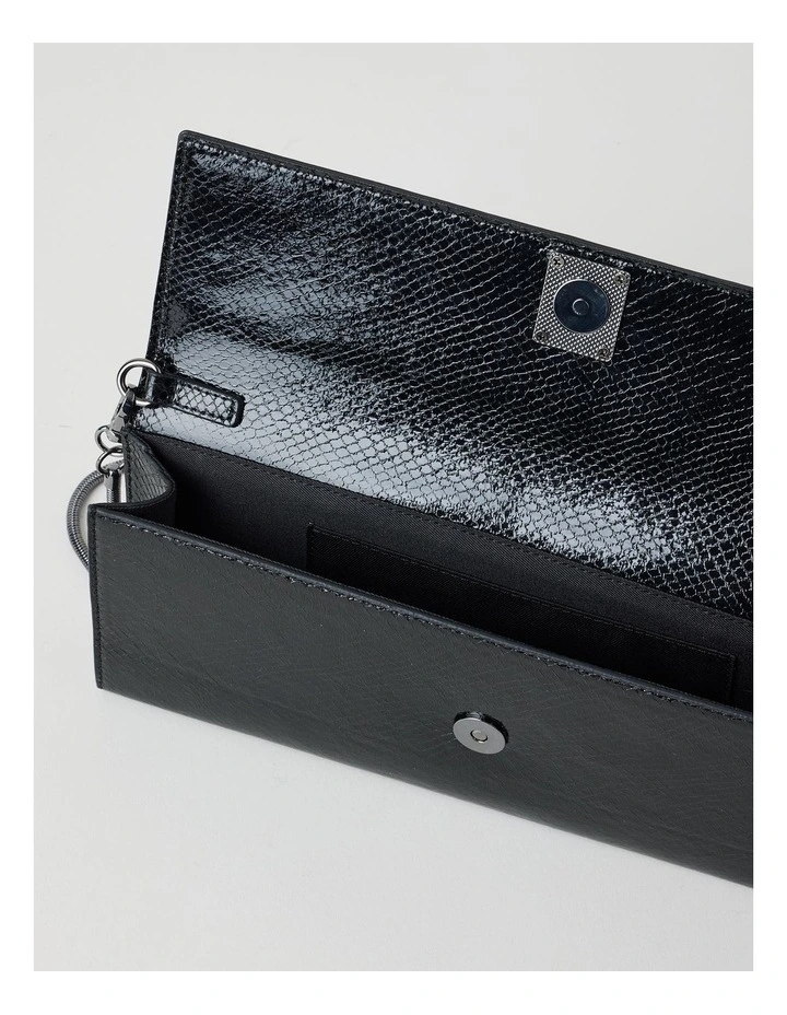 Bowie Snake Clutch Bag in Black image 6