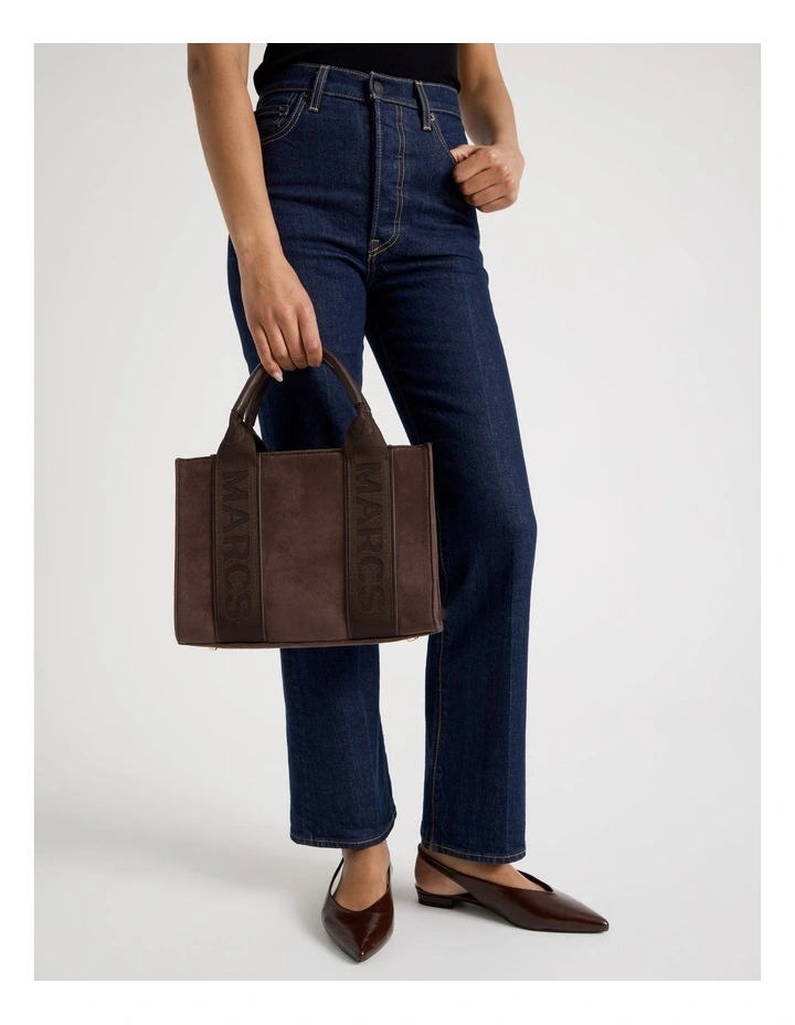 Barbados Suede Tote Bag in Chocolate image 2