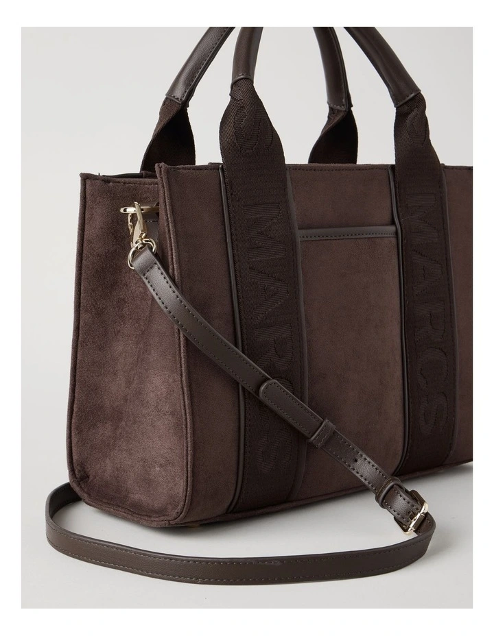 Barbados Suede Tote Bag in Chocolate image 3