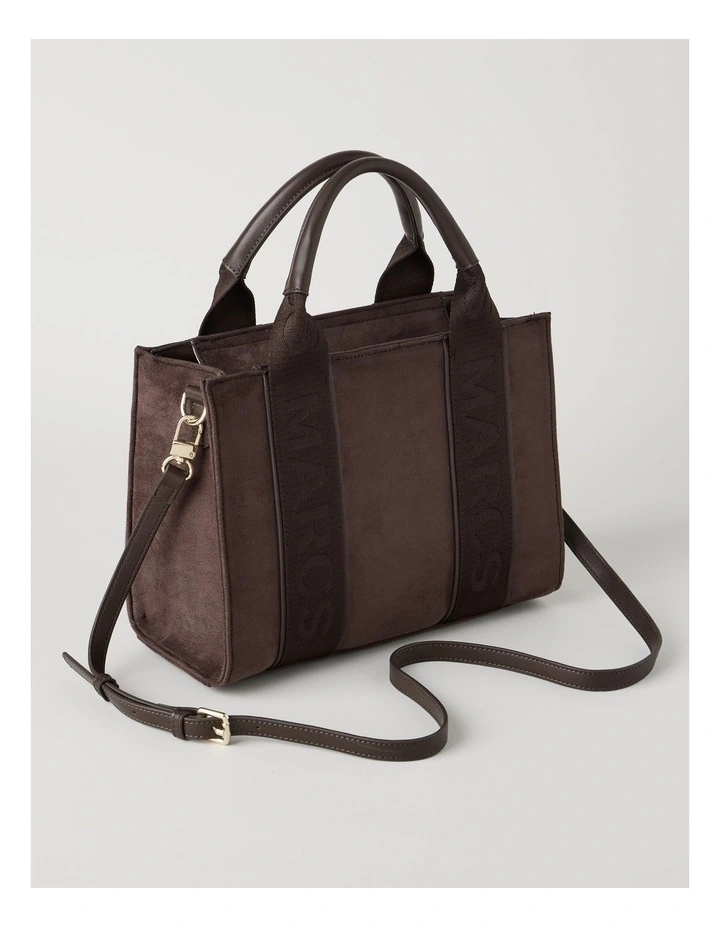 Barbados Suede Tote Bag in Chocolate image 4