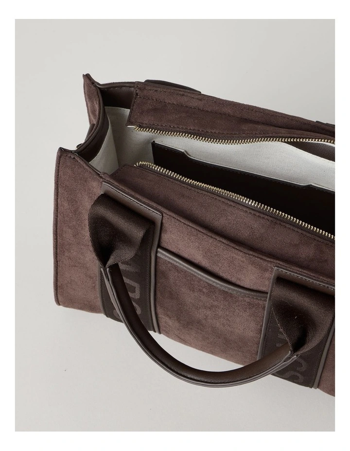 Barbados Suede Tote Bag in Chocolate image 5