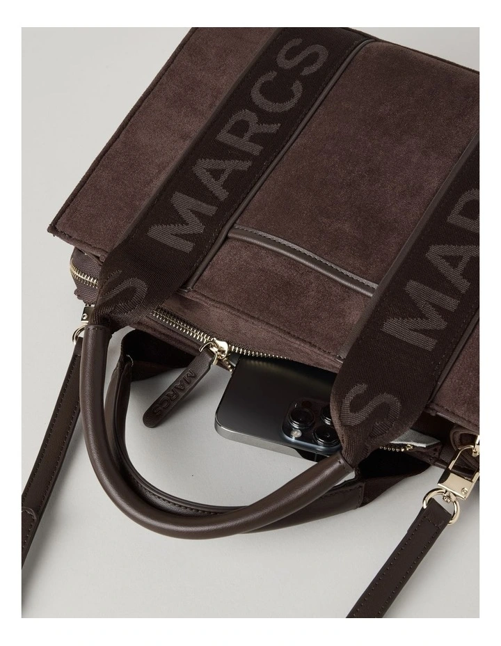 Barbados Suede Tote Bag in Chocolate image 6