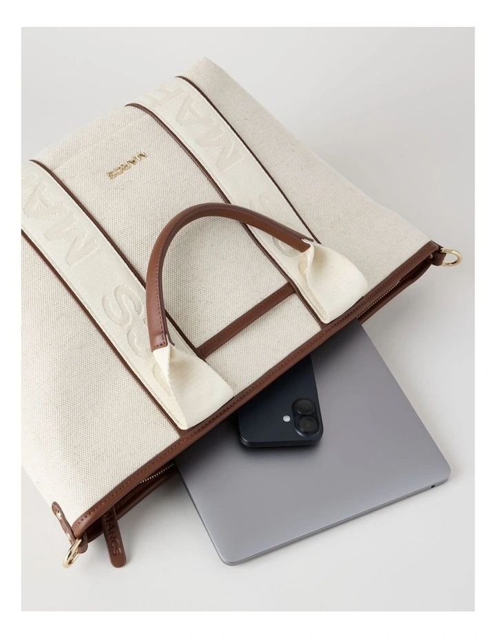 Sardegna II Tote Bag in Natural and Choc image 6
