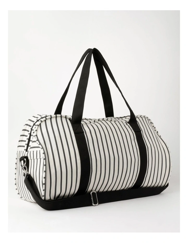 Black and white striped duffle bag clearance
