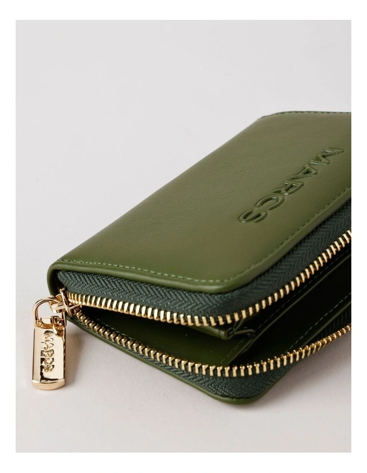Doha Small Zip Around Wallet in Olive image 3