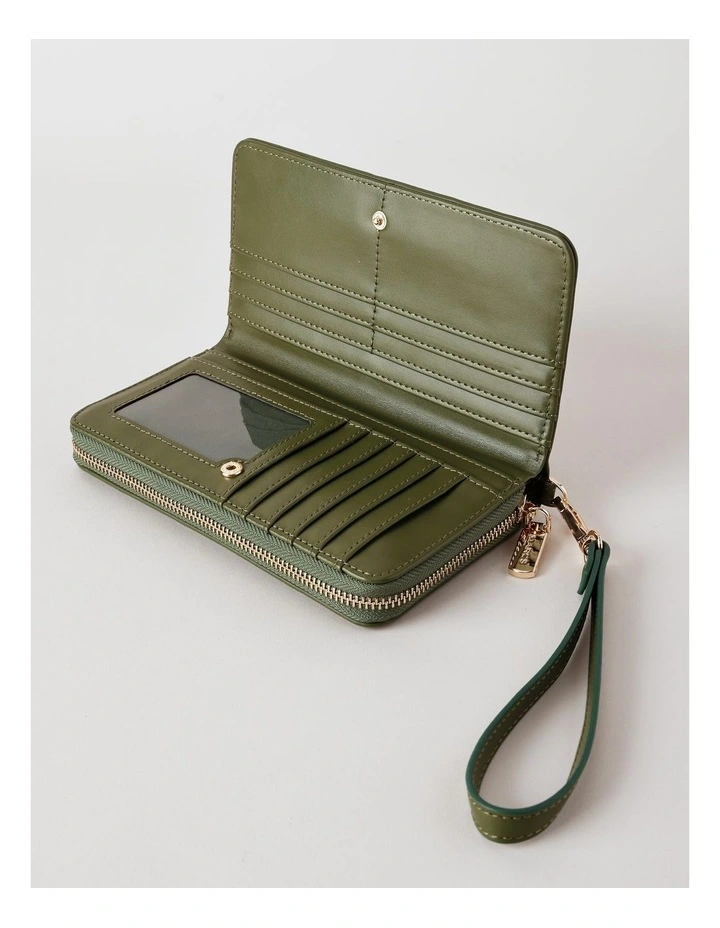 Dubrovnik Large Zip Around Wallet in Olive image 3