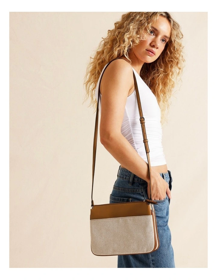 Bella Crossbody Bag in Tan Canvas image 2