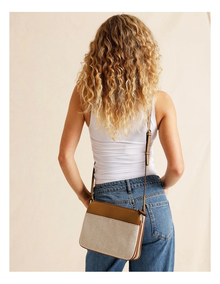 Bella Crossbody Bag in Tan Canvas image 4