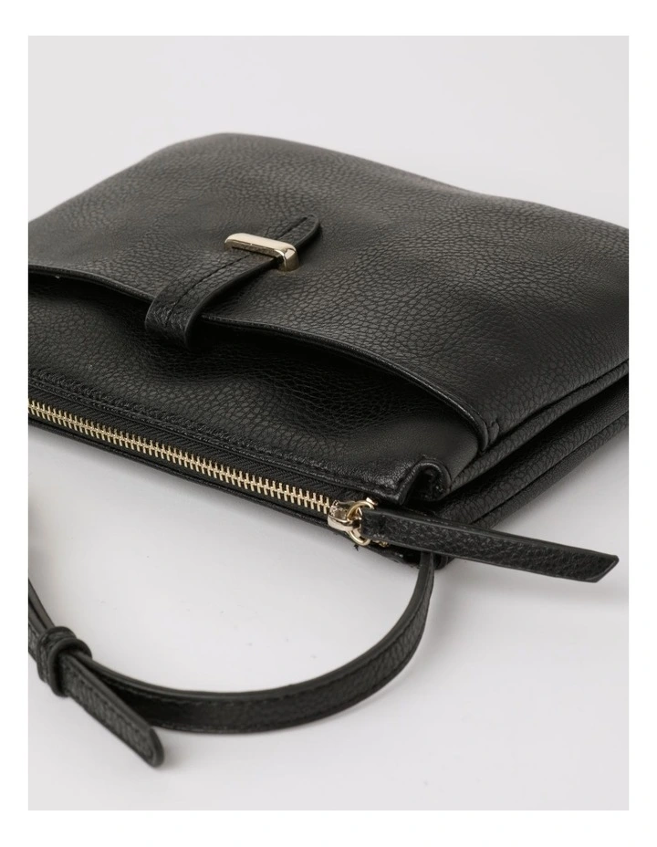 Piper Lara Black Zip Top Crossbody Bag MYER