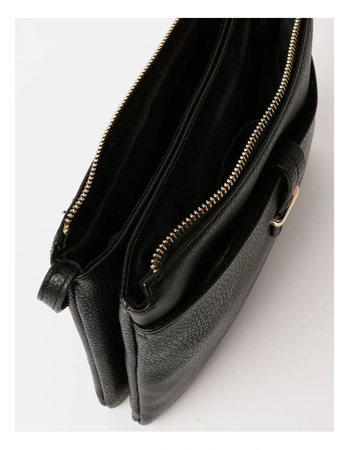 Piper Lara Black Zip Top Crossbody Bag MYER
