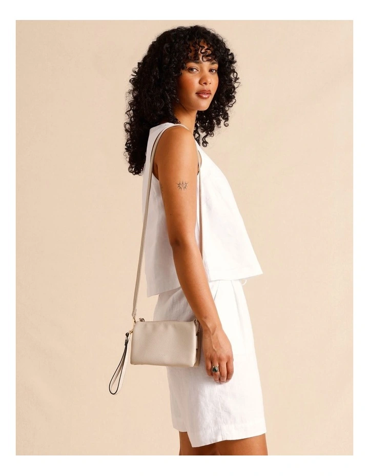 Mia Multi Gusset Crossbody Bag In Stone image 2