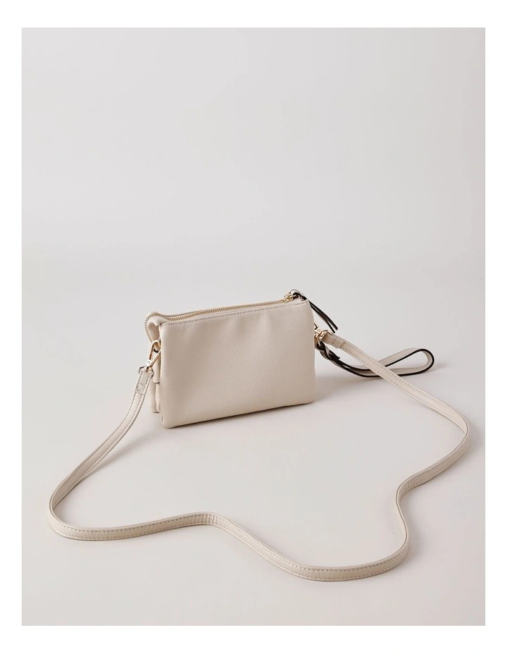 Mia Multi Gusset Crossbody Bag In Stone image 4