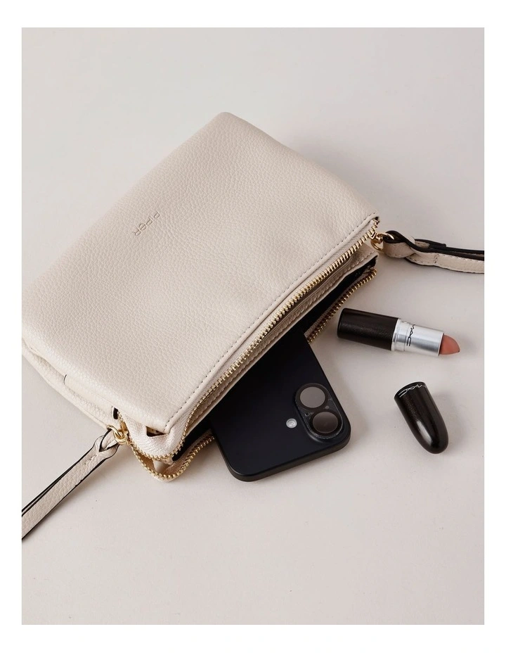 Mia Multi Gusset Crossbody Bag In Stone image 6