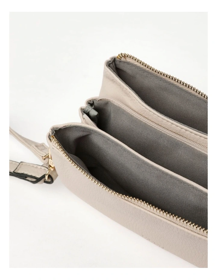 Mia Multi Gusset Crossbody Bag In Stone image 7