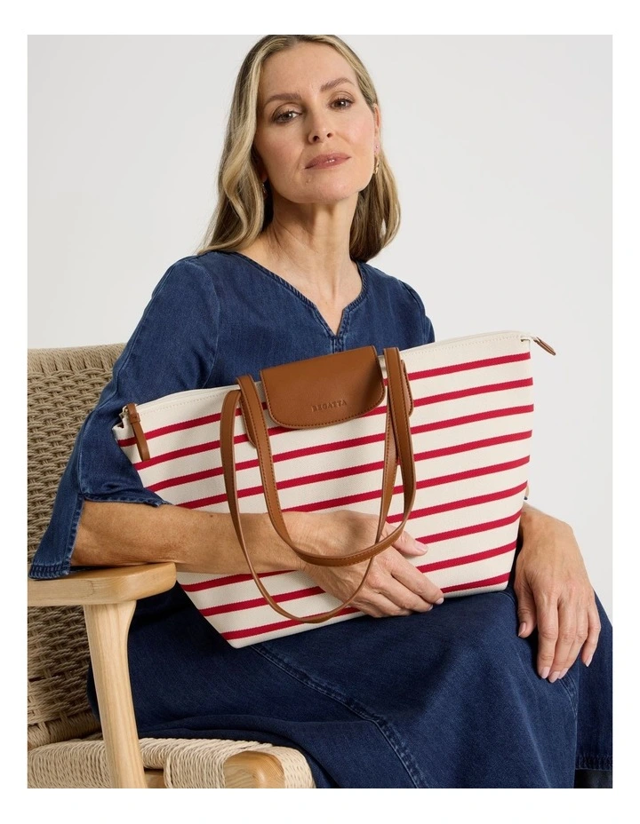 Bondi Tote Bag in Red Stripe image 2