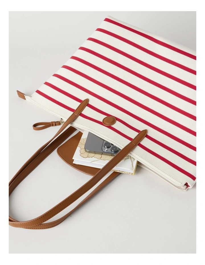 Bondi Tote Bag in Red Stripe image 3
