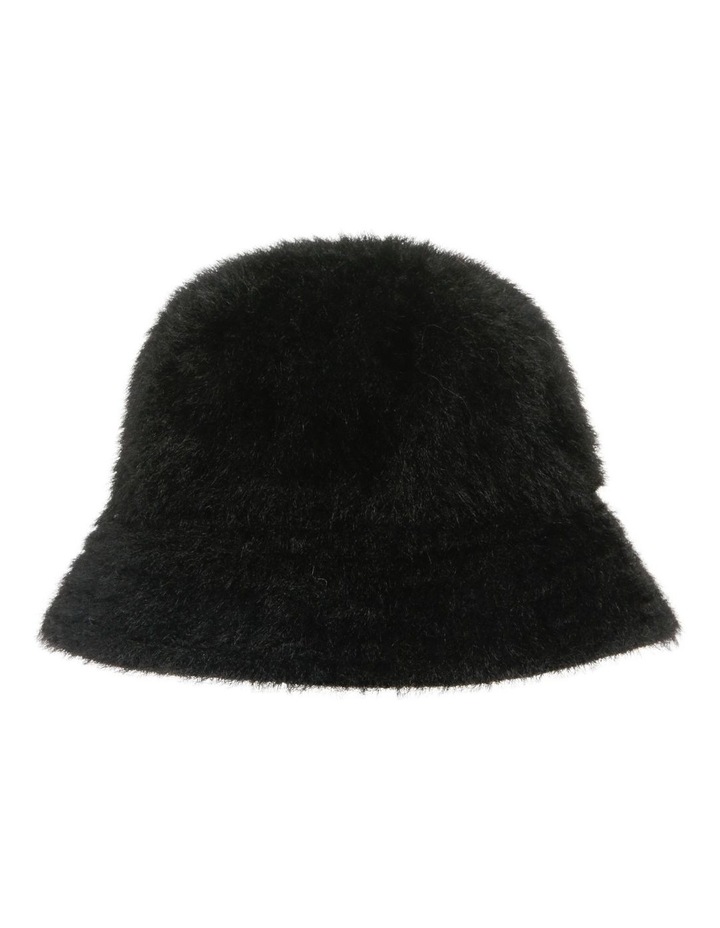 black fluffy bucket hat