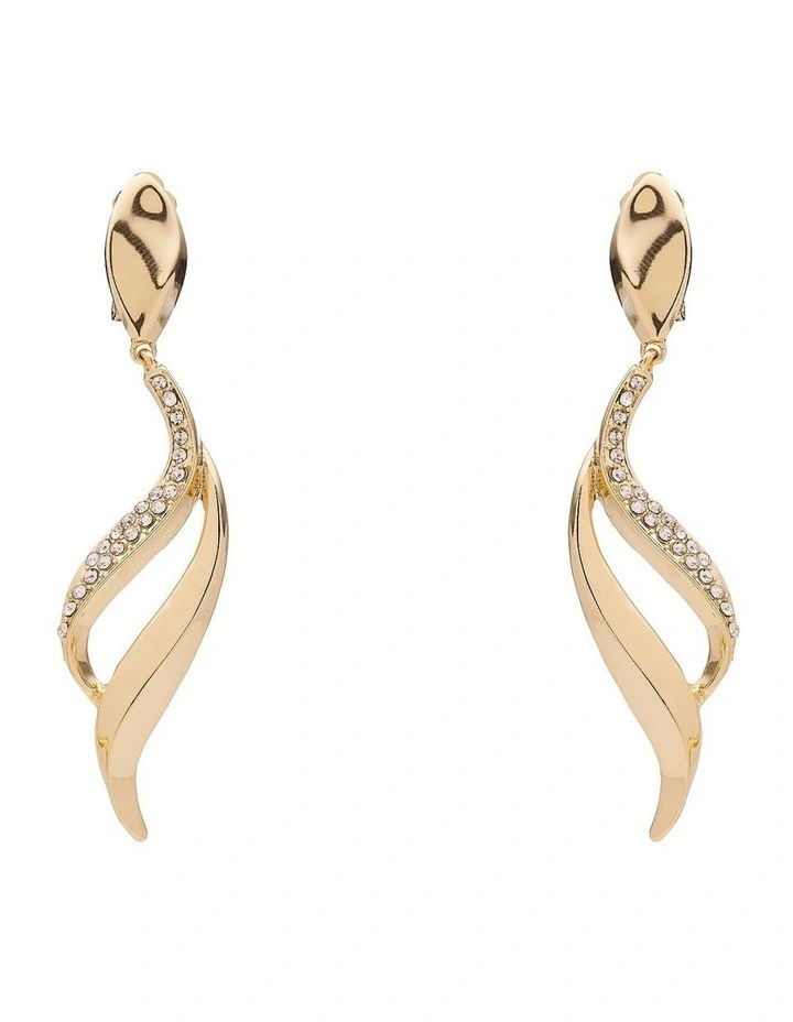 Barcs Zephyr Drop Clip Earring in Crystal/ Gold MYER