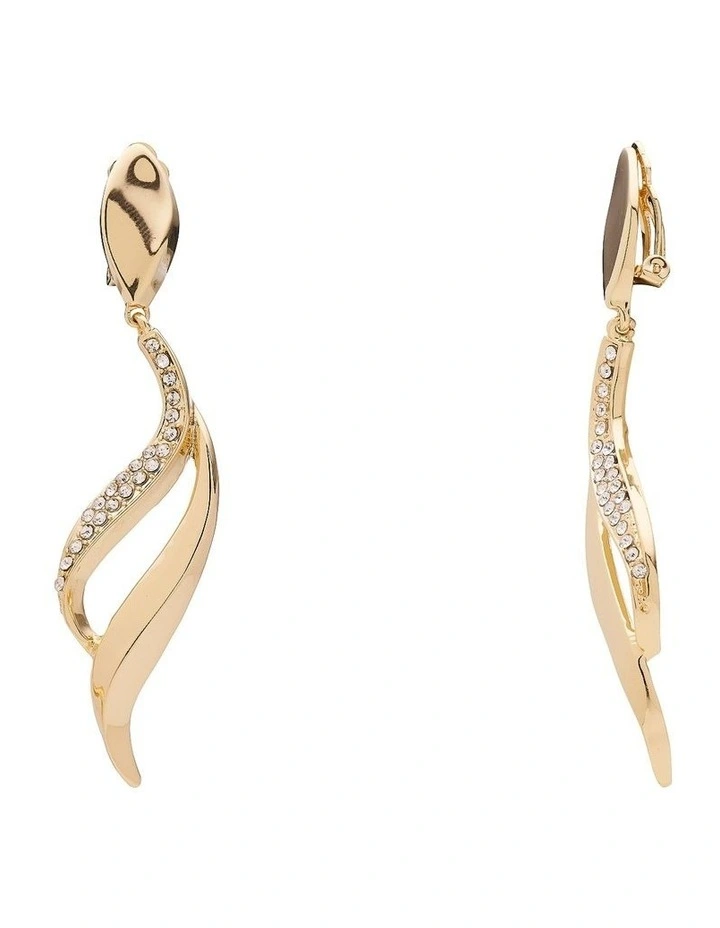 Barcs Zephyr Drop Clip Earring in Crystal/ Gold MYER