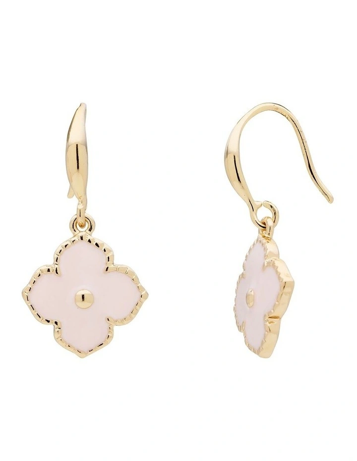 Trefoil Drop Earring in Pale Pink image 3