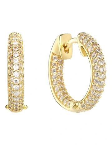 Goddess Pave Hoops Earrings in Gold