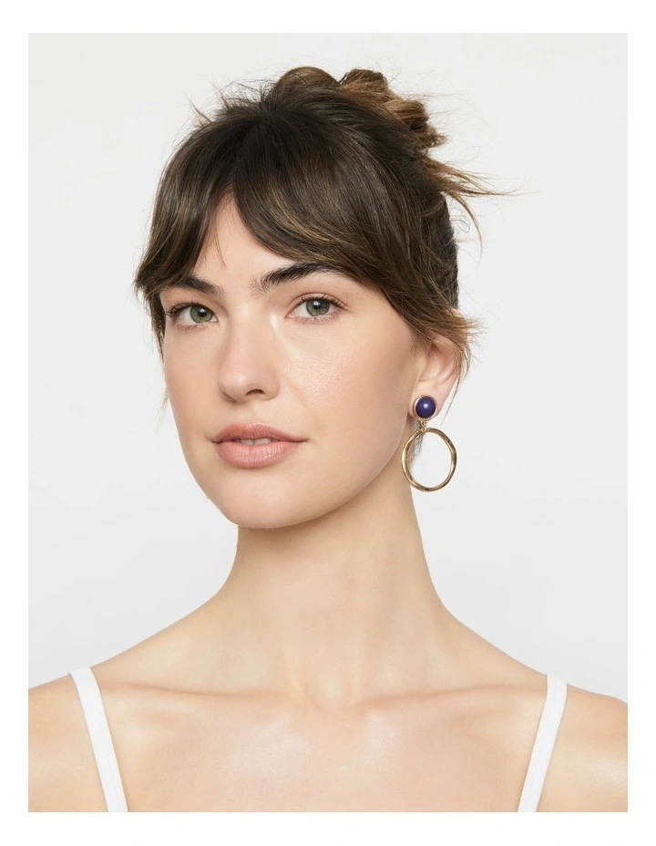 Colour Spot Hoop Clip On Earrings in Blue image 2