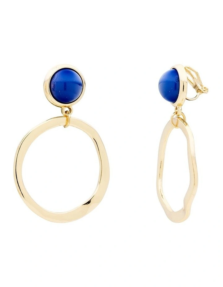 Colour Spot Hoop Clip On Earrings in Blue image 3