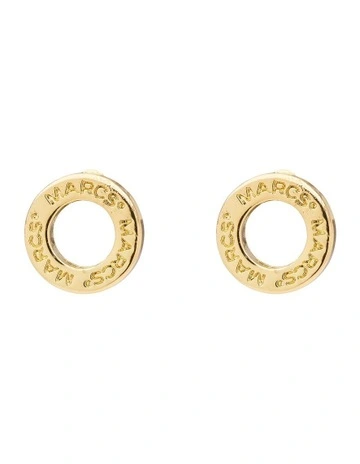 Signature Logo Circle Stud Earrings in Gold