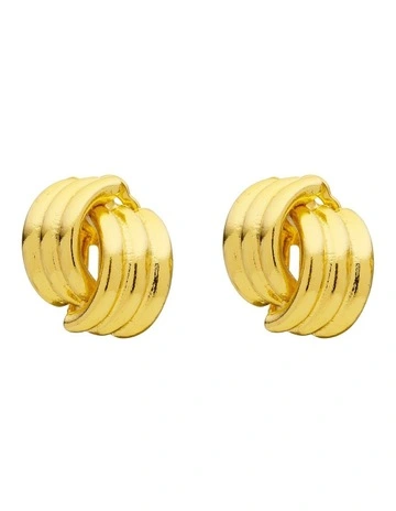 Tube Clip Knot Earrings in Gold