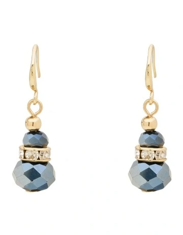 Glass Crystal Earrings in Navy