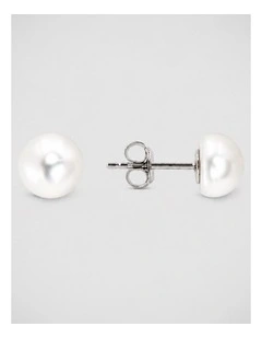 Classic Pearl Studs Large in White