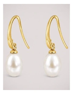 Classic Pearl Hook Earrings in Gold