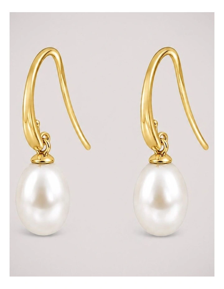 Classic Pearl Hook Earrings in Gold image 1