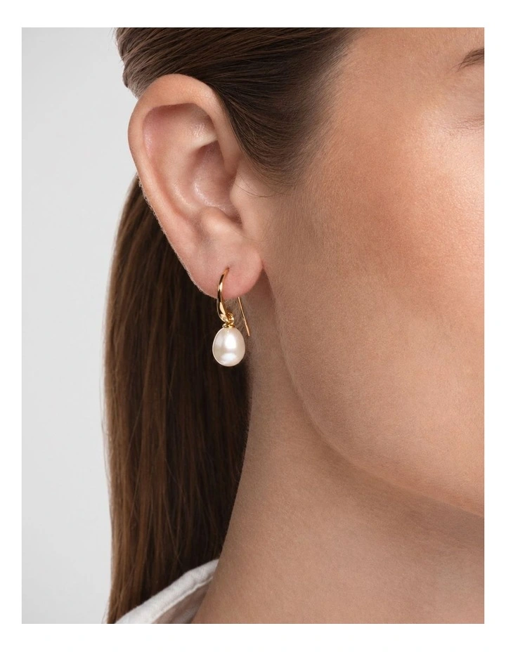 Classic Pearl Hook Earrings in Gold image 2