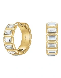 Iconic Octagon Crystal Hoops in Gold