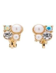Pearl Drop with Stone Earrings in White