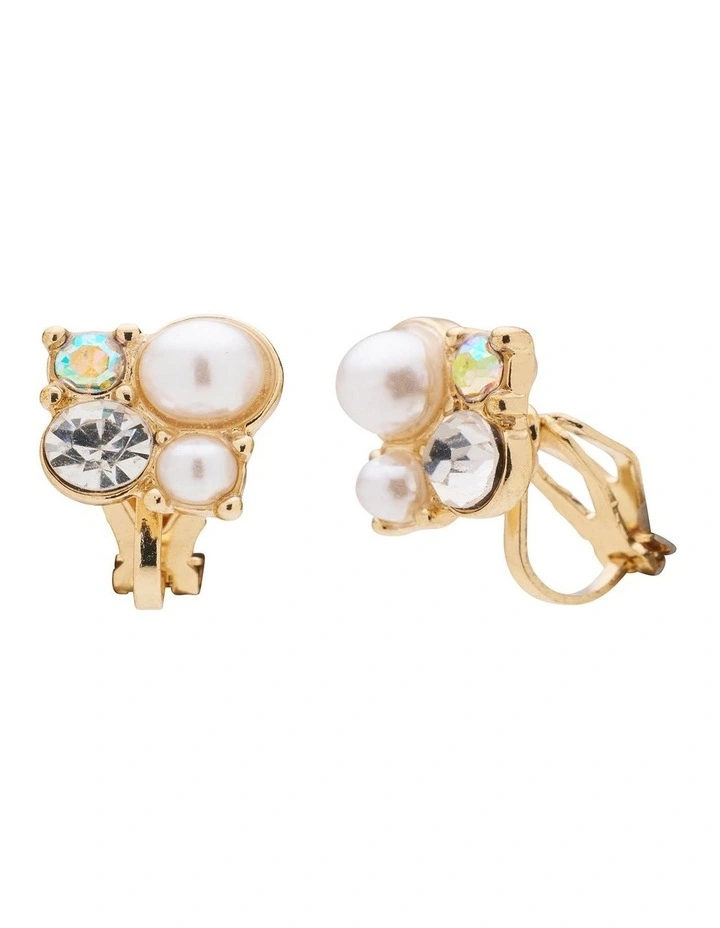 Pearl Drop with Stone Earrings in White image 3
