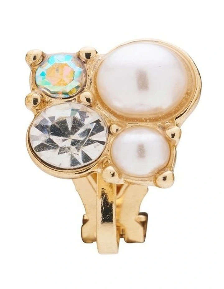 Pearl Drop with Stone Earrings in White image 4
