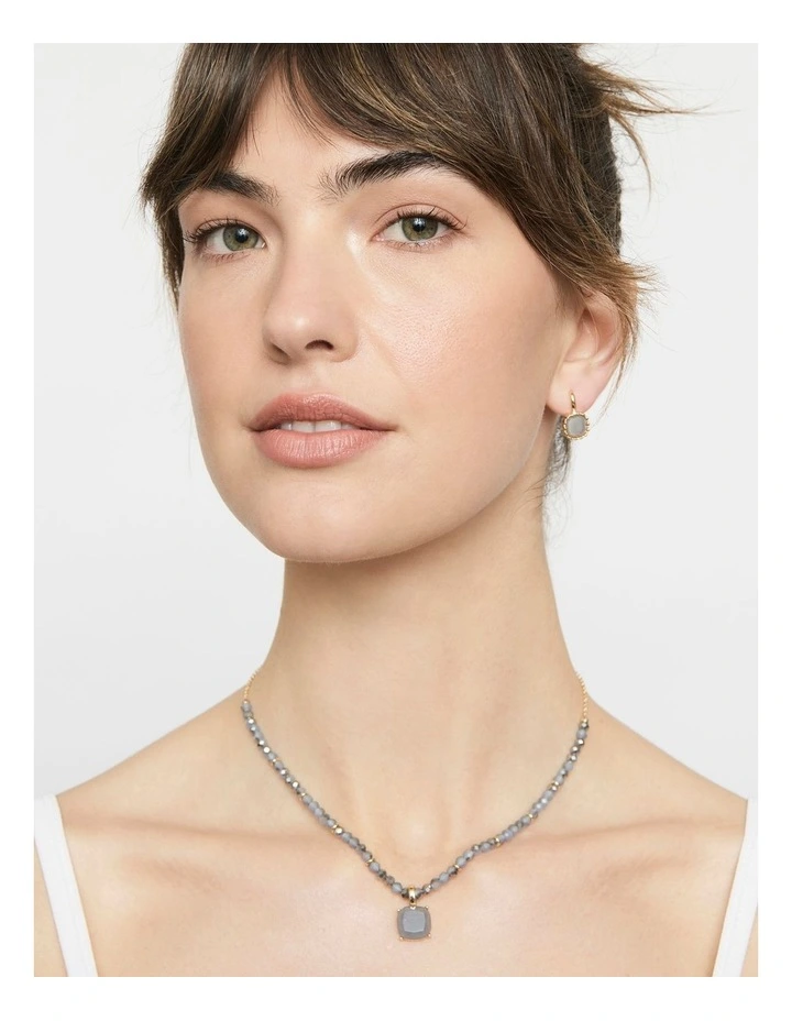 Small Square Drop Earrings in Pale Blue image 2