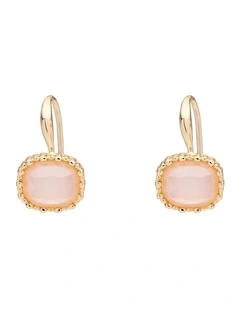 Small Square Drop Earrings in Pink