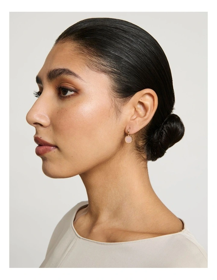 Small Square Drop Earrings in Pink image 2